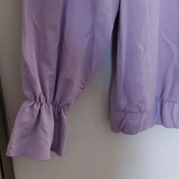 Zara lavender ruffle zip up long oversized hoodie size small - Picture 5 of 13